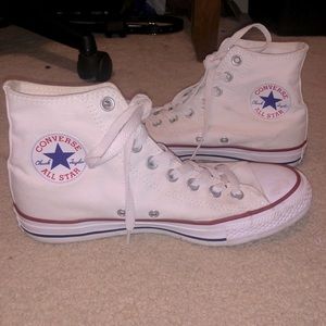 pre loved white high top converse